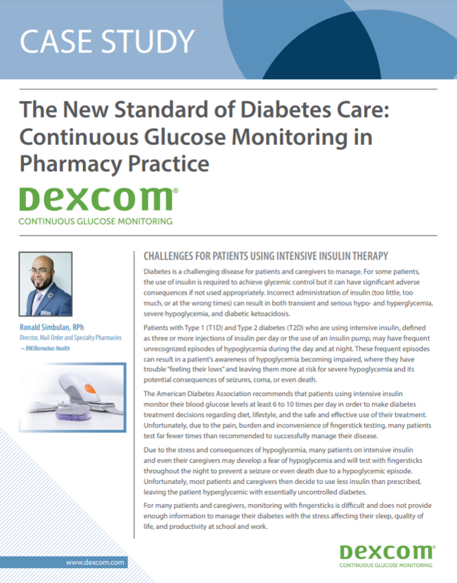 The New Standards of Diabetes Care: Continuous Glucose Monitoring in Pharmacy Practice