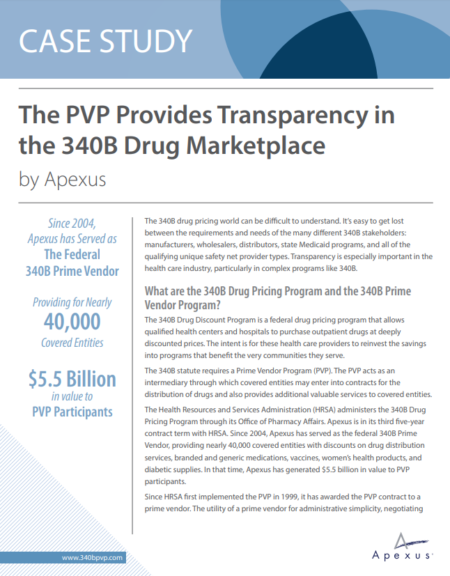 The PVP Provides Transparency in the 340B Drug Marketplace