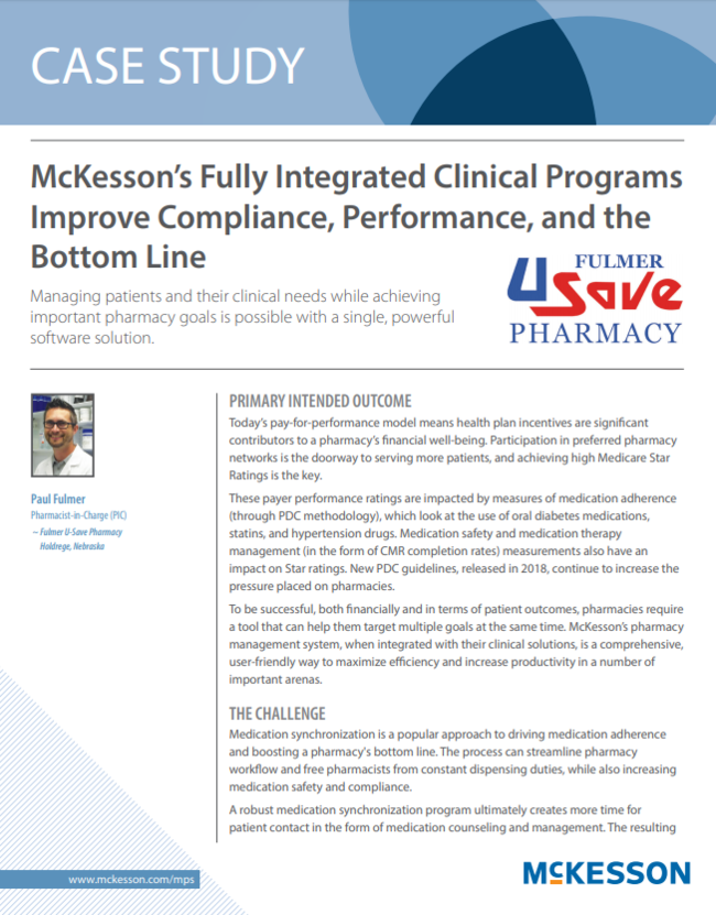 McKesson�s Fully Integrated Clinical Programs Improve Compliance, Performance, and the Bottom Line