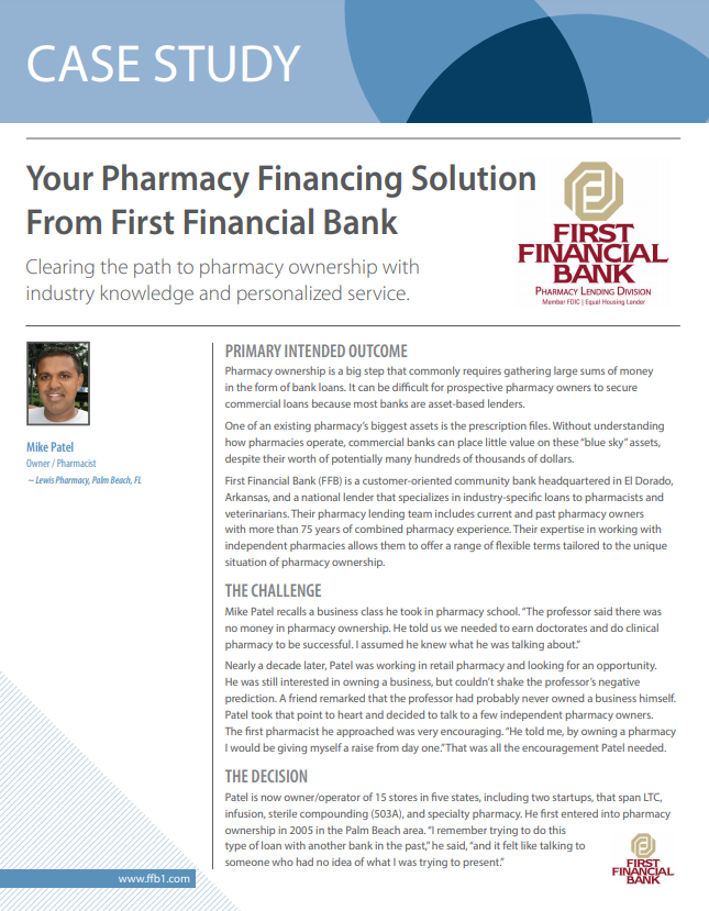 Your Pharmacy Financing Solution From First Financial Bank
