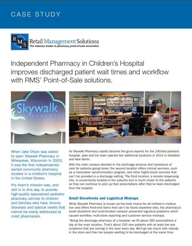 Independent Pharmacy in Childrens Hospital improves discharged patient wait times and workflow with