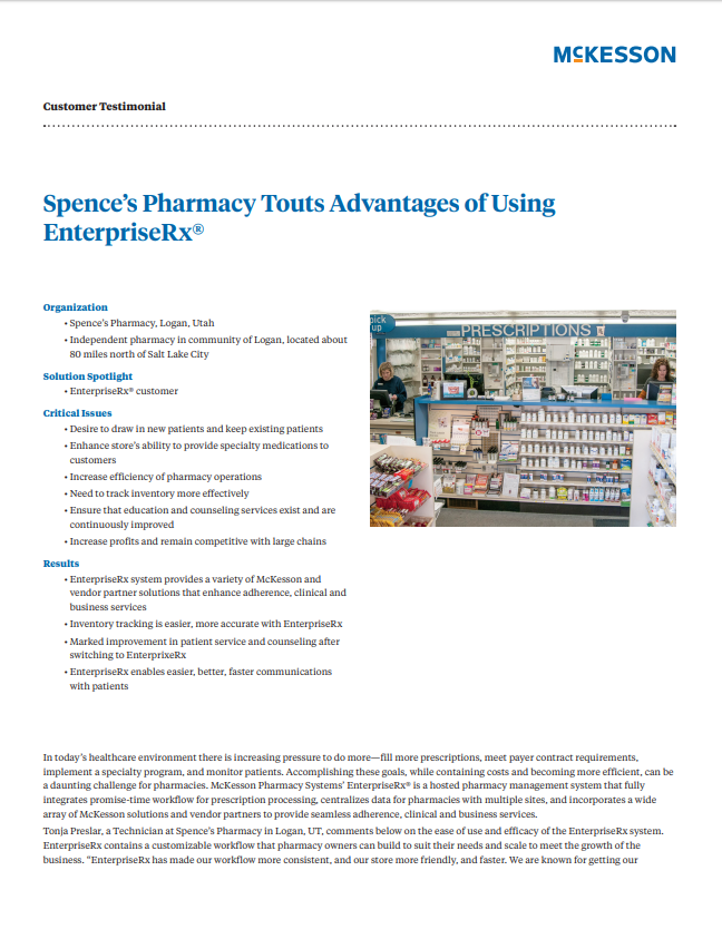 Spences Pharmacy Touts Advantages of Using EnterpriseRx