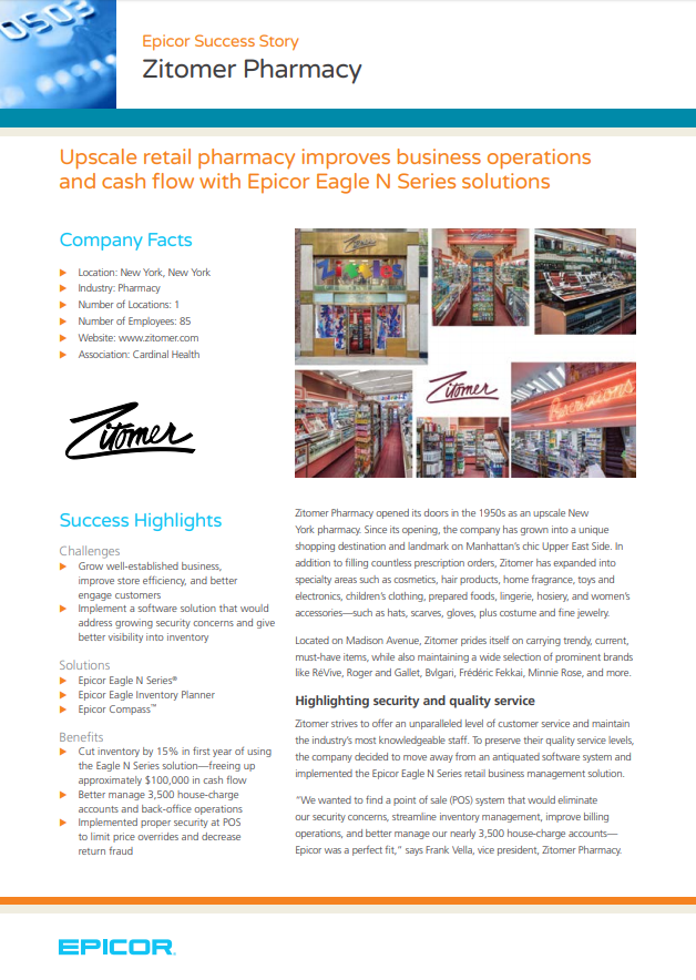 Epicor Success Story: Zitomer Pharmacy