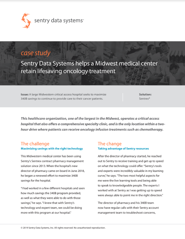 Sentry Data Systems helps a Midwest medical center retain lifesaving oncology treatment