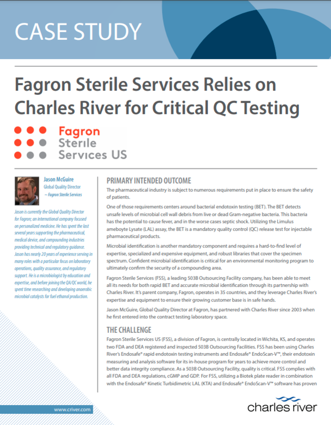 Fagron Sterile Services Relies on Charles River for Critical QC Testing