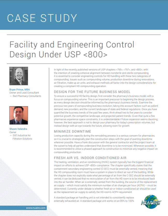 Facility and Engineering Control Design Under USP <800>