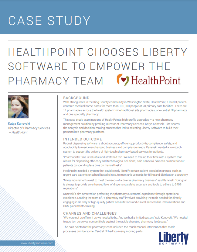 HealthPoint Chooses Liberty Software to Empower the Pharmacy Team