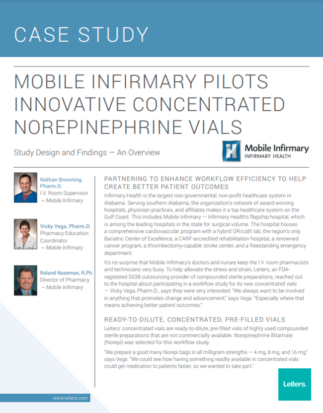  Mobile Infimary Pilots Innovative Concentrated Norepinephrine Vials