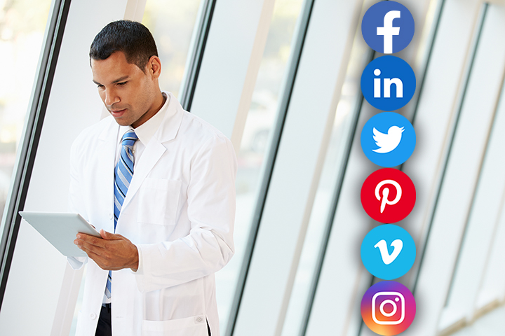 Pharmacist working on tablet